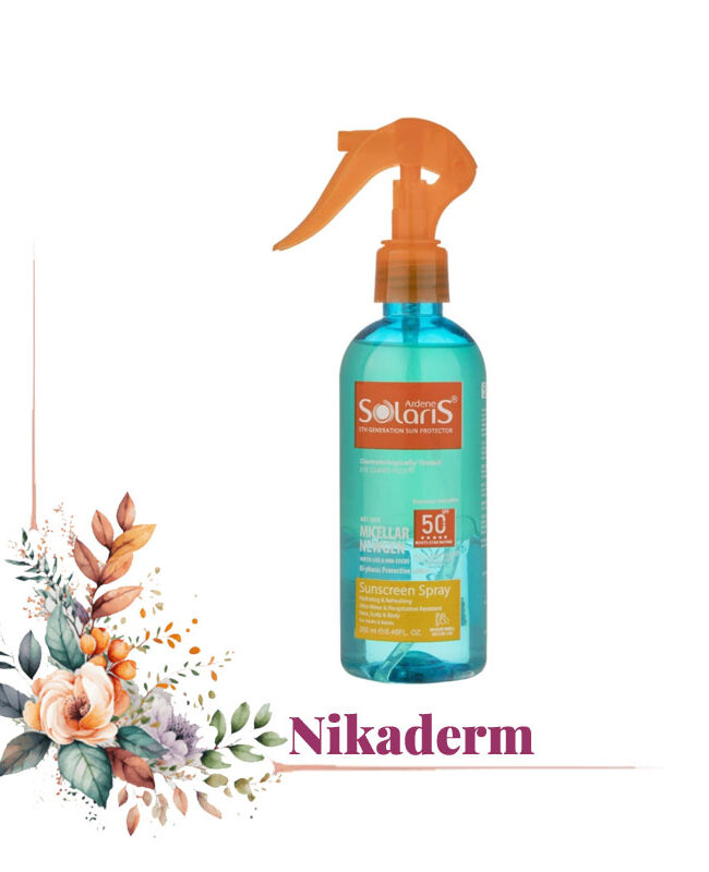 اسپری ضد آفتاب دوفاز بی‌رنگ آردن سولاریس، SPF 50، مدل Micellar Newgen
