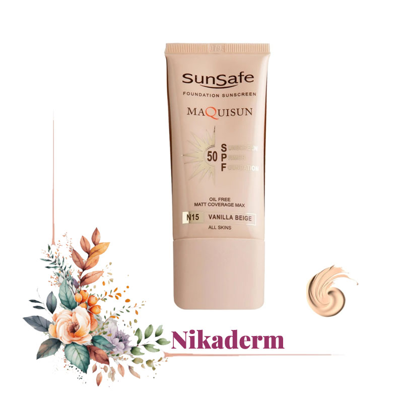 کرم ضد آفتاب MAQUISUN سان‌سیف SPF 50 بژ وانیلی N15 با خواص محافظت کامل و مرطوب‌کنندگی