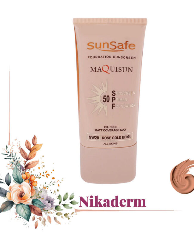 کرم ضد آفتاب MAQUISUN سان‌سیف، SPF 50، NW20 بژ رزگلد