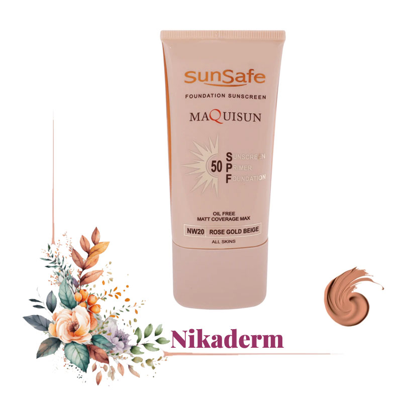 کرم ضد آفتاب MAQUISUN سان‌سیف، SPF 50، NW20 بژ رزگلد