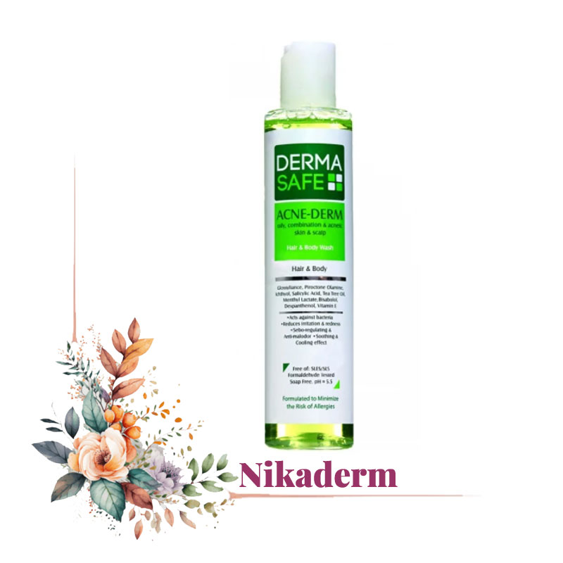 شامپو سر و بدن درماسیف مدل Acne Derm حجم ۲۰۰ میلی لیتر