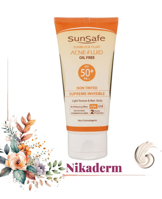 کرم ضدآفتاب فلوئید بی‌رنگ سان‌سیف مدل ACNE-FLUID حجم 50 میلی‌لیتر