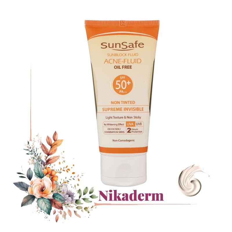 کرم ضدآفتاب فلوئید بی‌رنگ سان‌سیف مدل ACNE-FLUID حجم 50 میلی‌لیتر