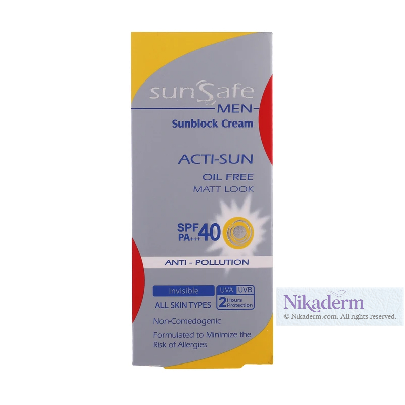 کرم ضدآفتاب آقایان سان‌سیف SPF40 حجم ۵۰ گرم