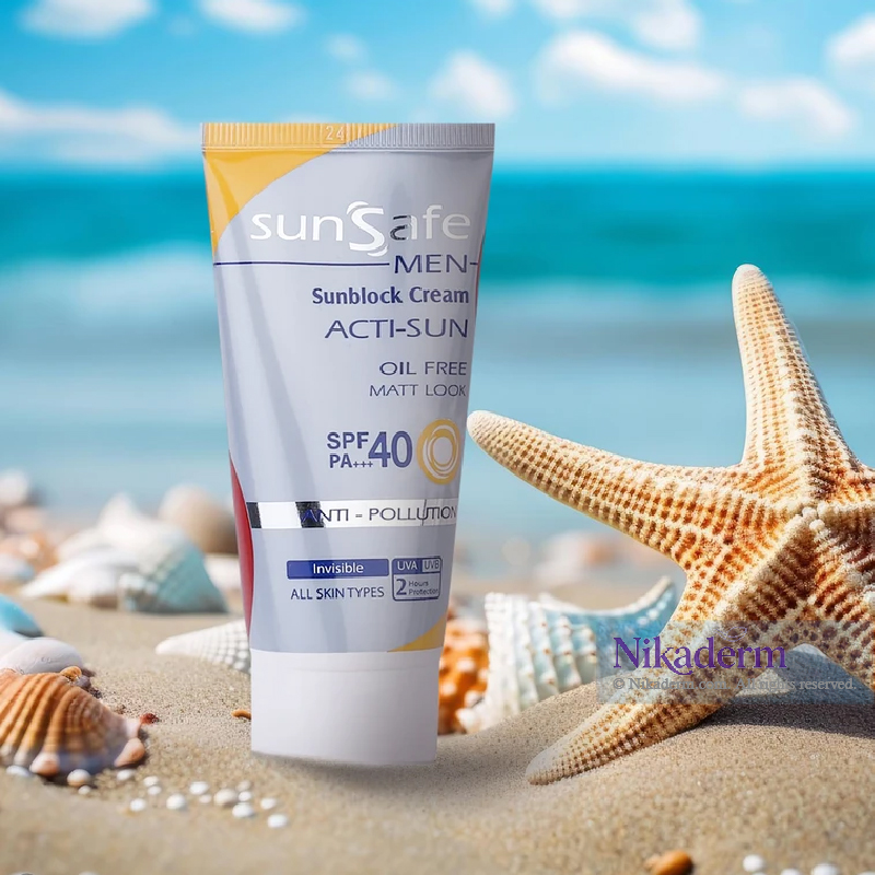 کرم ضدآفتاب آقایان سان‌سیف SPF40 حجم ۵۰ گرم