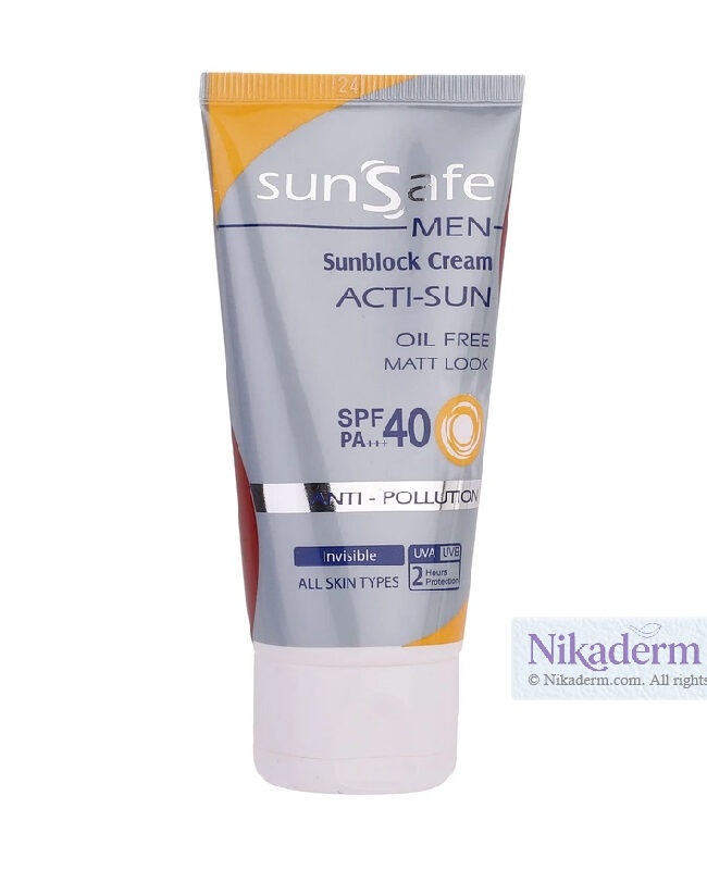 کرم ضدآفتاب آقایان سان‌سیف SPF40 حجم ۵۰ گرم